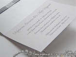 bijela pozivnica za vjenčanje s tiskom i srebrnim detaljima