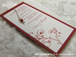 bordo bijela pozivnica za vjenčanje s bordo tiskom i perlicama