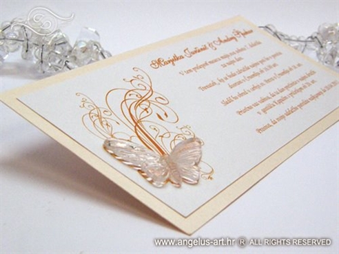 breskva narančasta pozivnica za vjenčanje s leptirom