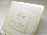 krem bijela pozivnica za vjencanje s reljefnim tiskom