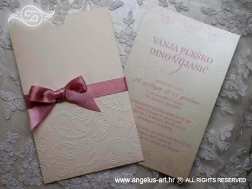 krem roza pozivnica za vjenčanje u etui kuverti na izvlačenje