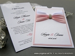 luksuzna pozivnica sa brosem bijelo puder roza