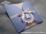 blue birthday invitation with white bear