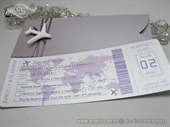 Pozivnice za vjenčanje avio karta lila