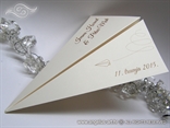 cream paper plane wedding invitation