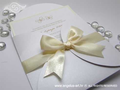 pozivnica za vjenčanje krem bijela s leptirima