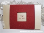 šampanj crvena pozivnica za vjenčanje s prozorčićem i tekstom