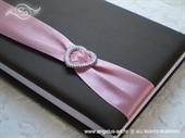 Knjiga gostiju za vjenčanje Smeđe roza knjiga sa srcem