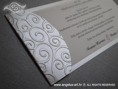 srebrna pozivnica za vjenčanje s blidruckom i tiskom