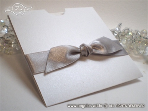srebrno bijela pozivnica za vjenčanje na izvlačenje