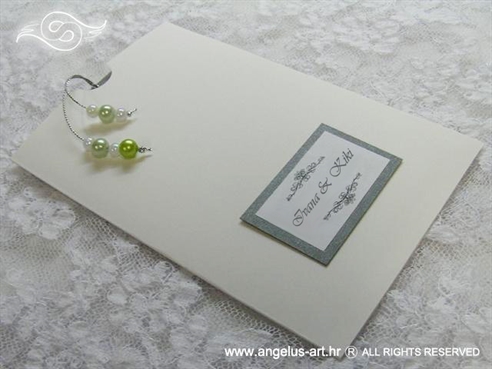 srebrno zelena pozivnica za vjenčanje na izvlačenje