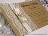 vintage retro wedding invitation with rose and lace