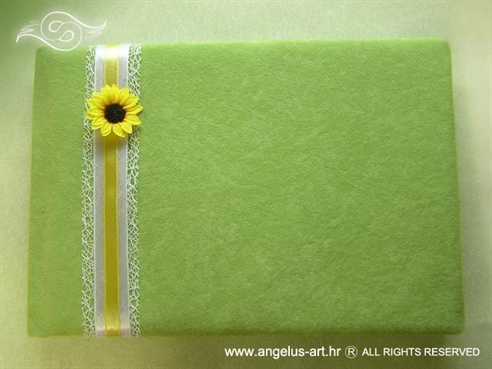 zelena knjiga dojmova za vjenčanje sa suncokretom i mrežom