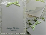 zeleno bijela zahvalnica za vjenčanje sa satenskom mašnom i paus papirom